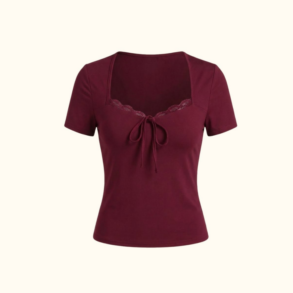 Women’s square neck fitted top in ribbed fabric