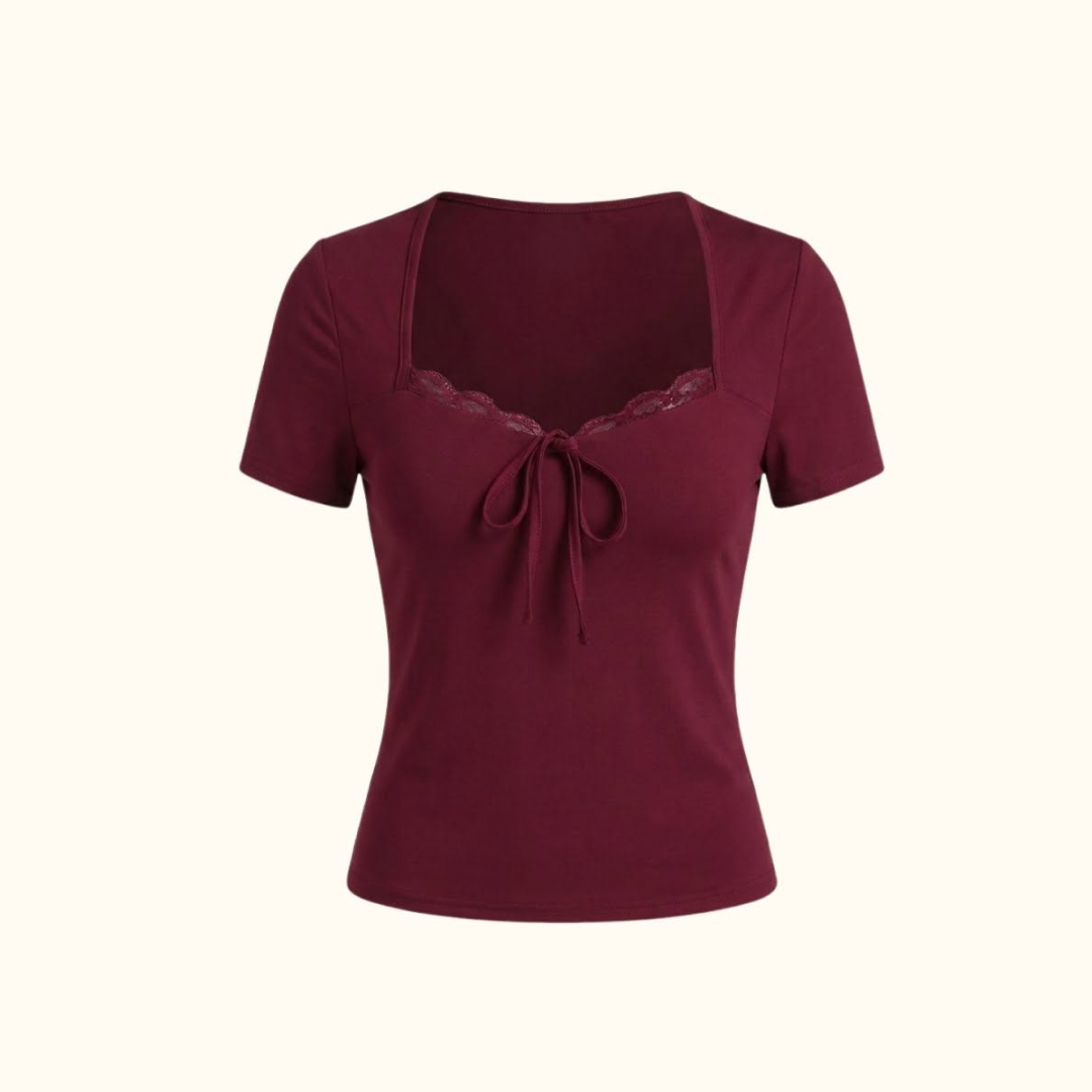 Women’s square neck fitted top in ribbed fabric