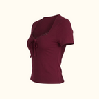 Burgundy square neck top for smart casual styling