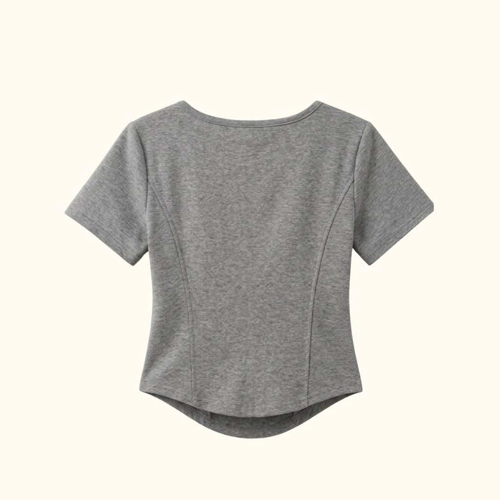 Fitted Square Neck T-Shirt for Women – Short Sleeve Crop Top