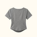 Fitted Square Neck T-Shirt for Women – Short Sleeve Crop Top