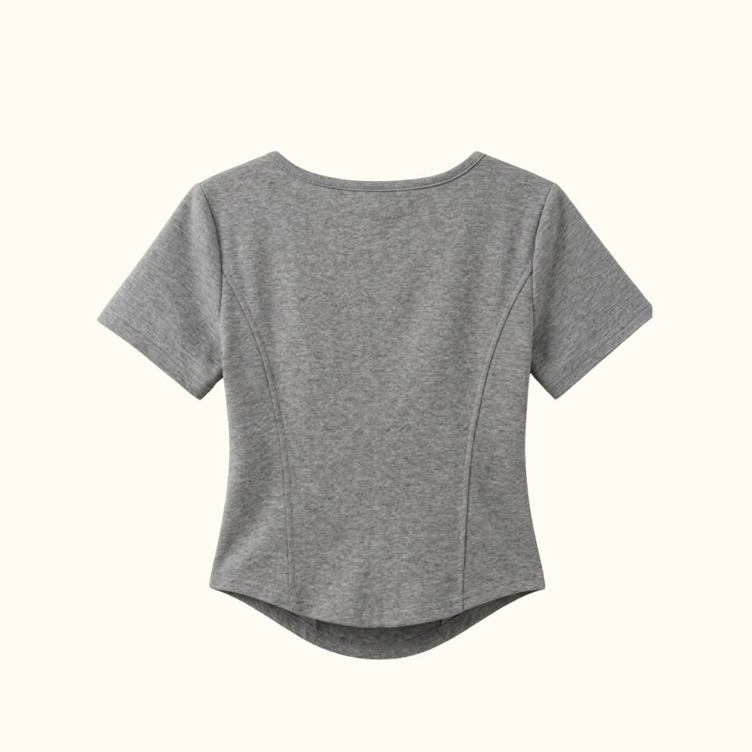 Fitted Square Neck T-Shirt for Women – Short Sleeve Crop Top