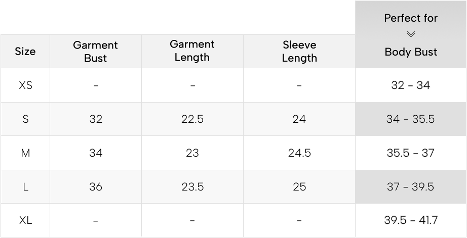 Size Guide: NS-10003